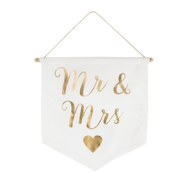Mr And Mrs Gold Message dekorációs zászló - Sass & Belle