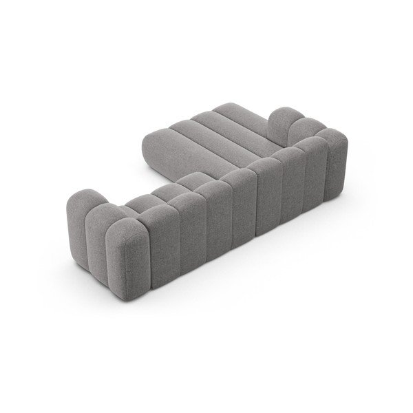 Szürke zsenília sarokkanapé (bal oldali-heverő résszel) Lupine – Micadoni -image-3