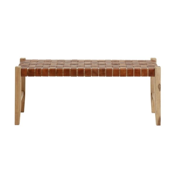 Konyakbarna-natúr színű bőr pad Calixta – Kave Home