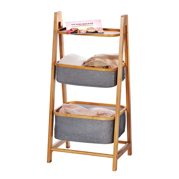 Szürke-barna bambusz fürdőszobai polcos állvány 44x91 cm Bahari – Wenko-image-1