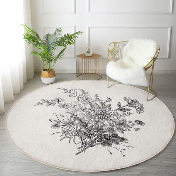 Krémszínű mosható-robotporszívóval tisztítható kerek szőnyeg ø 80 cm Comfort – Mila Home-image-3