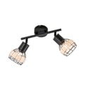 Fekete mennyezeti lámpa fém-rattan búrával 10x28 cm Straw – Fischer & Honsel