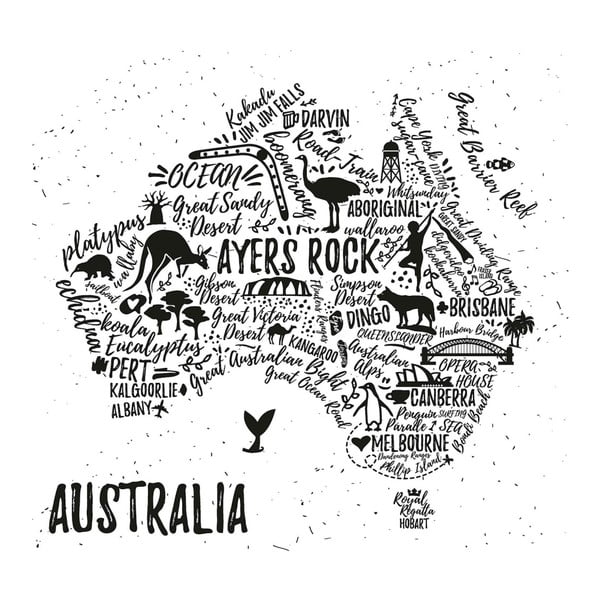 Homemania Maps Australia Pictures kép, 60 x 60 cm