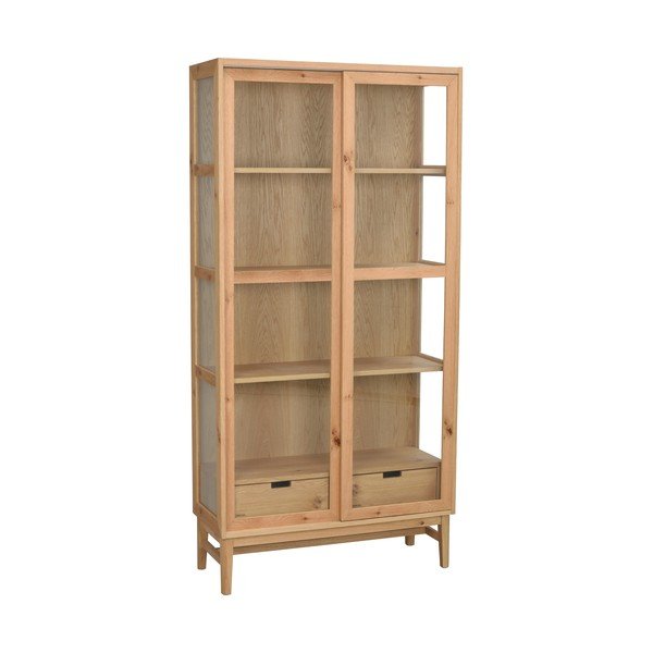 Natúr színű tálalószekrény tolóajtóval, tölgyfa dekorral 100x203 cm Hazelton – Rowico-image-3