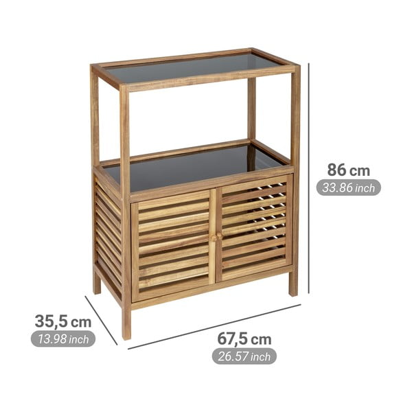 Fekete-natúr színű akácfa alacsony fürdőszoba szekrény 67,5x86 cm Fondi – Wenko-image-2