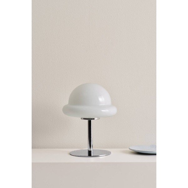 Fehér-fényes ezüstszínű opálüveg asztali lámpa (magasság 26 cm) Bubba – Jotex-image-2