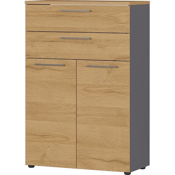 Antracitszürke-natúr színű magas komód tölgyfa dekorral 80x120 cm Agenda – Germania-image-1