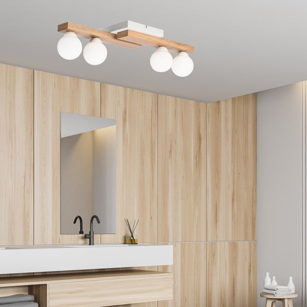 Fehér-natúr színű mennyezeti lámpa üveg búrával ø 12 cm Cortina – LAMKUR-image-3