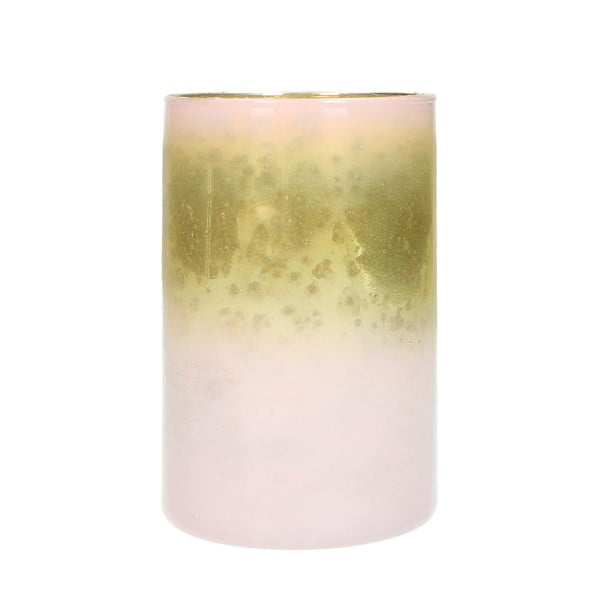 Rózsaszín üveg gyertyatartó, magassága 16 cm - HF Living