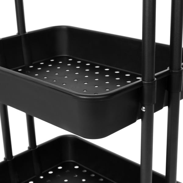 Fekete műanyag gurulós polcos állvány 43x36 cm Grena – Compactor-image-2