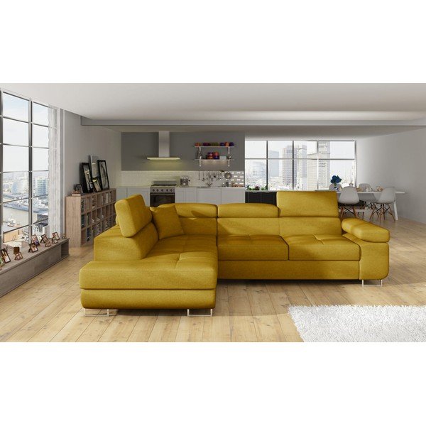 Sárga kinyitható-tárolóhelyes sarokkanapé (bal oldali-L alakú) Anton – ELTAP-image-1