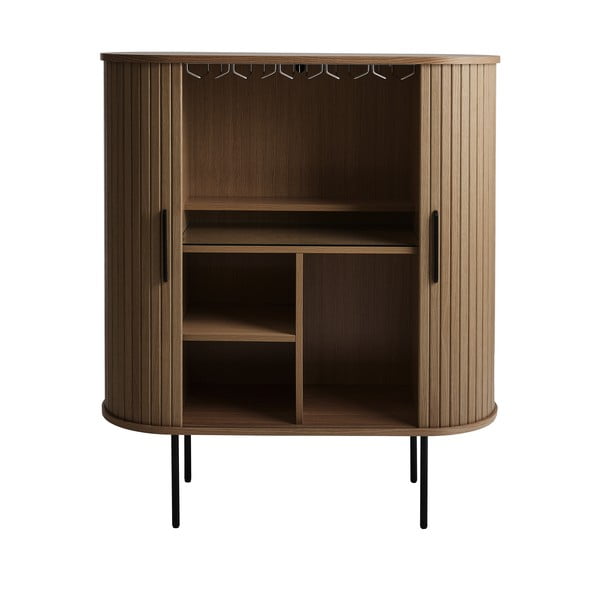 Barna bortartó szekrény tolóajtóval, tölgyfa dekorral 100x118x40 cm Nola – Unique Furniture-image-3