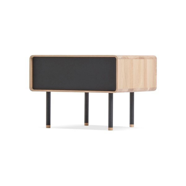 Fina tölgyfa éjjeliszekrény fekete fiókkal - Gazzda-image-2