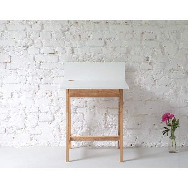 Luka fehér íróasztal kőrisfa lábakkal, hossz 65 cm - Ragaba-image-1