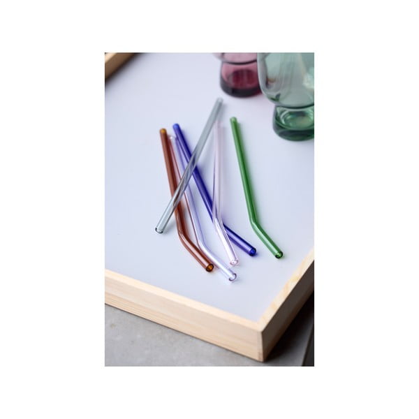 Üveg szívószál készlet tisztítókefével, 4 db-os – Lyngby Glas-image-3