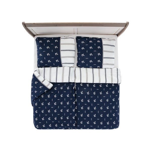 Sötétkék egyszemélyes krepp ágyneműhuzat 140x200 cm Exclusive – B.E.S.-image-2