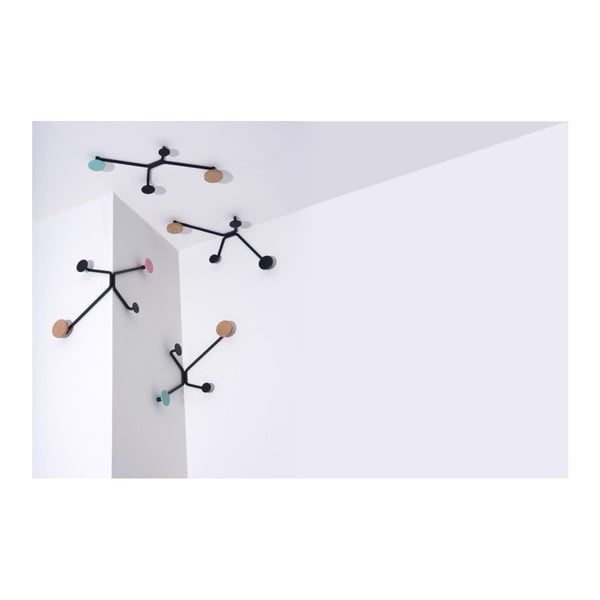 Hook fekete fali akasztó sarokba, mentazöld részletekkel - Gazzda-image-4