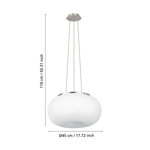 Fehér-ezüstszínű függőlámpa üveg búrával ø 44,5 cm OPTICA – EGLO-image-3