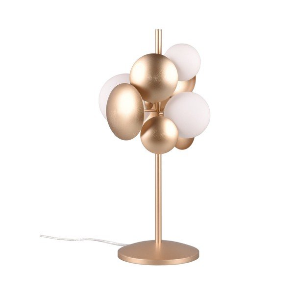 Fehér-aranyszínű asztali lámpa üveg búrával (magasság 50 cm) Bubble – Trio Select