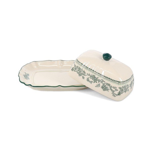 Zöld-elefántcsont színű porcelán vajtartó Cyril – S|P Collection-image-2