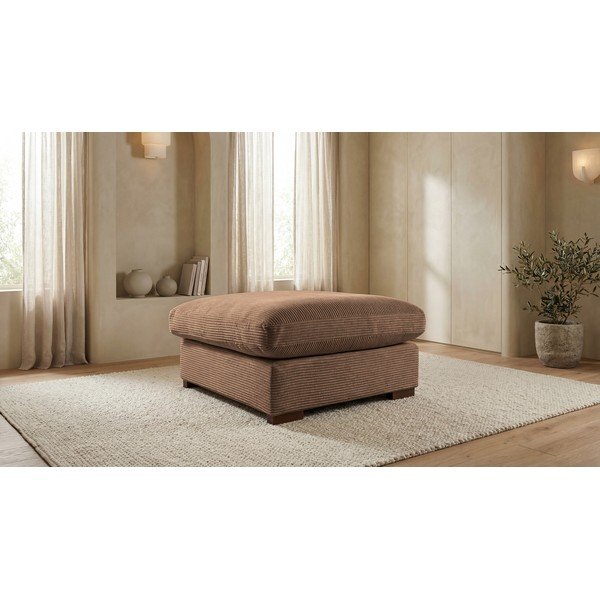 Világosbarna kordbársony puff Comfy – Scandic-image-1