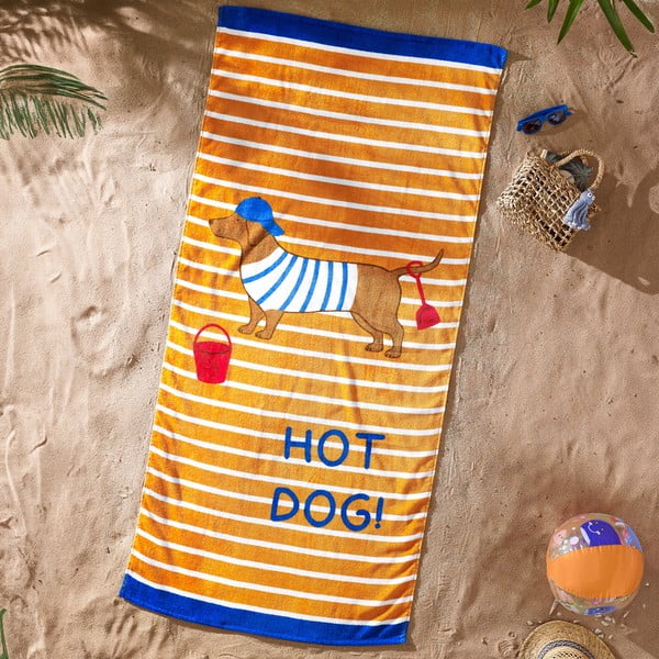 Narancssárga pamut strandtörölköző 76x160 cm Hot Dog – Catherine Lansfield-image-1