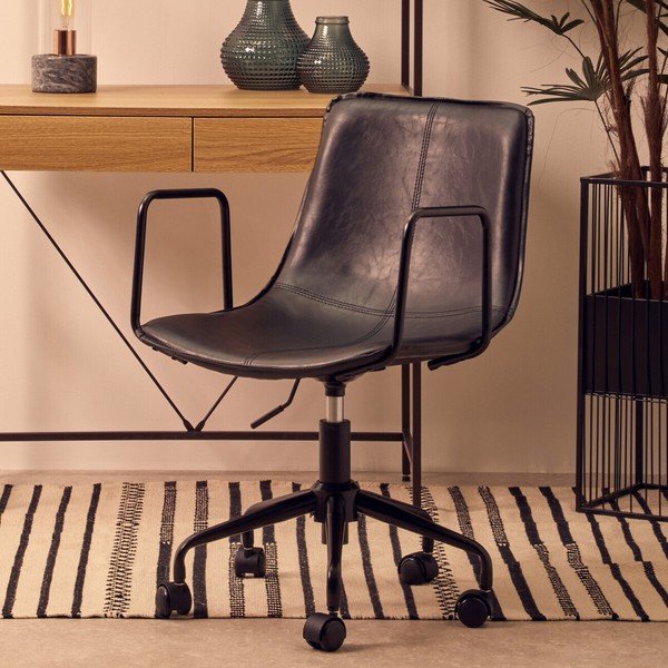 Fekete bőrutánzat irodai szék Branson – Premier Housewares-image-1