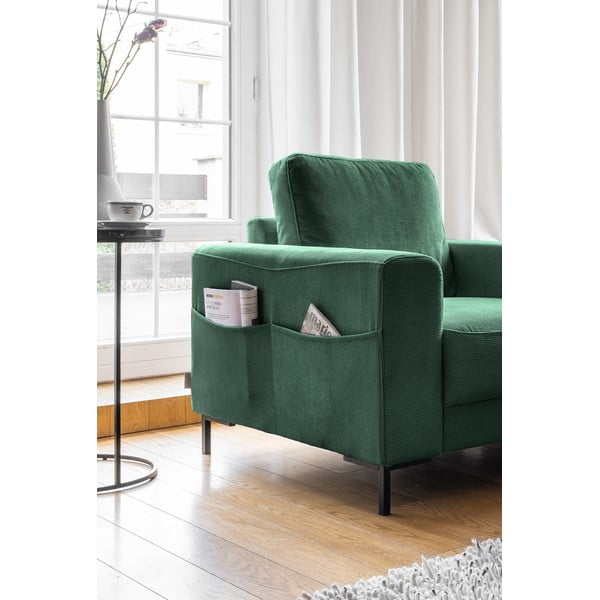 Sötétzöld kordbársony fotel Lofty Lilly – Miuform-image-3
