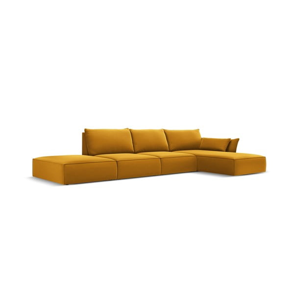 Mustársárga bársony sarokkanapé (jobb oldali-heverő résszel) Vanda – Mazzini Sofas-image-2