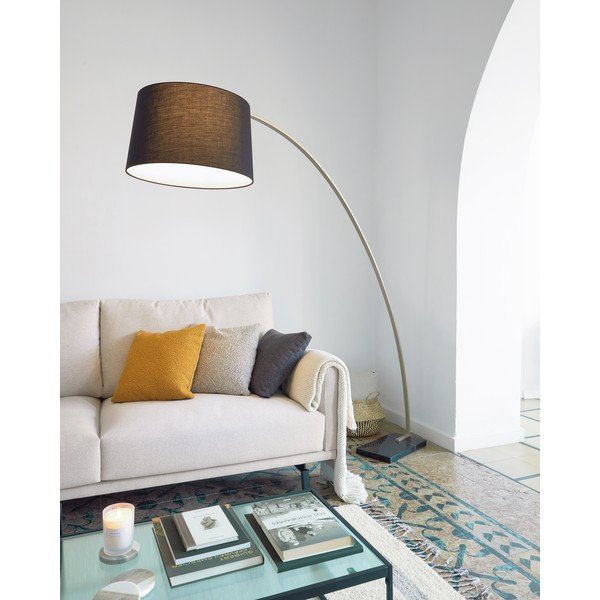 Fekete-aranyszínű állólámpa textil búrával (magasság 210 cm) Juhe – Kave Home-image-2