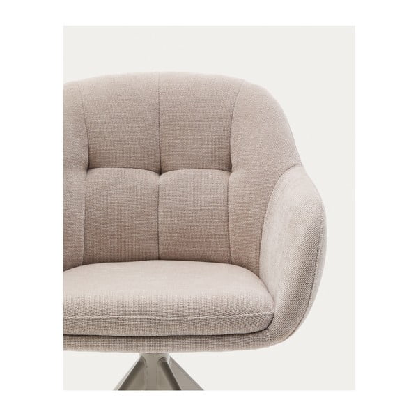 Bézs kárpitozott karfás étkezőfotel Dorina – Kave Home-image-2