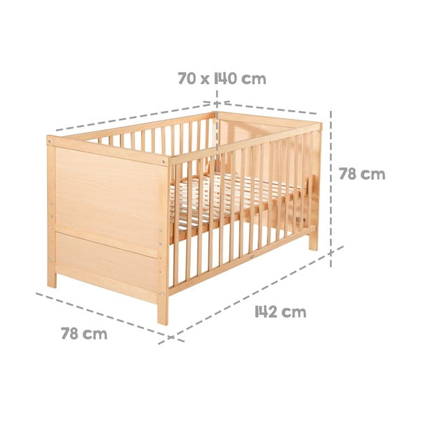 Natúr színű babaágy 70x140 cm – Roba-image-2