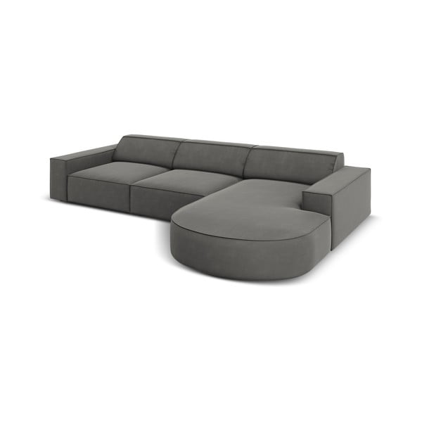 Szürke bársony sarokkanapé (jobb oldali) Jodie - Micadoni Home-image-4