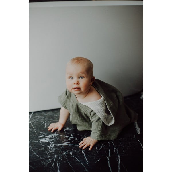 Khaki muszlin gyerek fürdőponcsó méret M - Malomi Kids-image-2