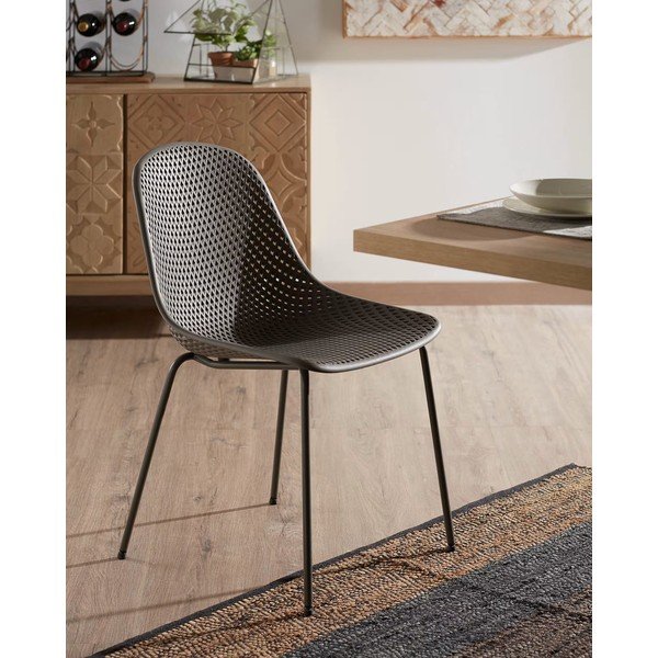 Sötétszürke fém kerti szék Quinby – Kave Home-image-1