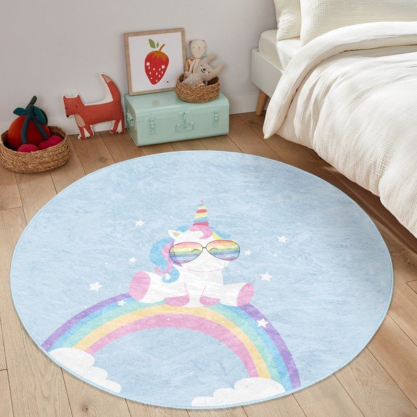 Világoskék gyerek szőnyeg ø 80 cm Comfort – Mila Home-image-4
