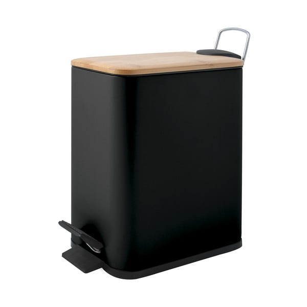 Matt fekete acél pedálos szemetes 5 l   Erik – Spirella-image-3