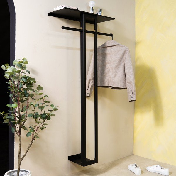 Fekete acél fali fogas polccal 70 cm Luno Large – Spinder Design-image-2