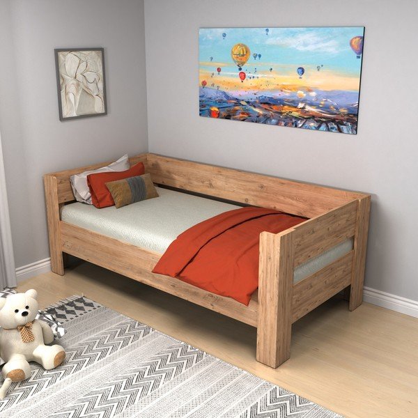 Natúr színű egyszemélyes ágy 90x190 cm Malina – Kalune Design-image-3