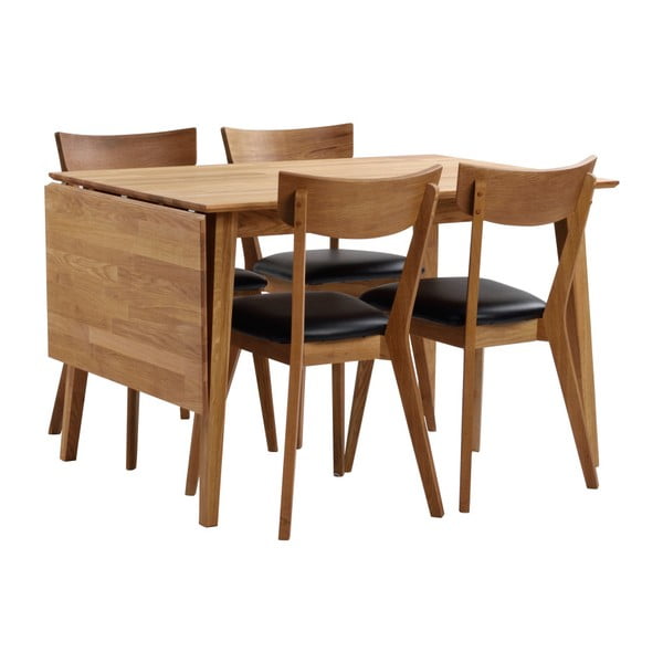 Filippa natúr tölgyfa étkezőasztal lehajtható asztallappal, 120 x 80 cm - Rowico-image-3