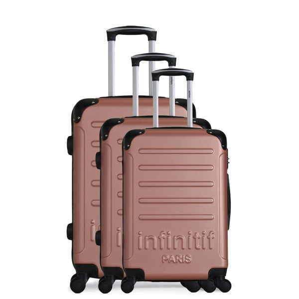 Horten-A 3 db-os roséarany gurulós bőrönd szett - Infinitif