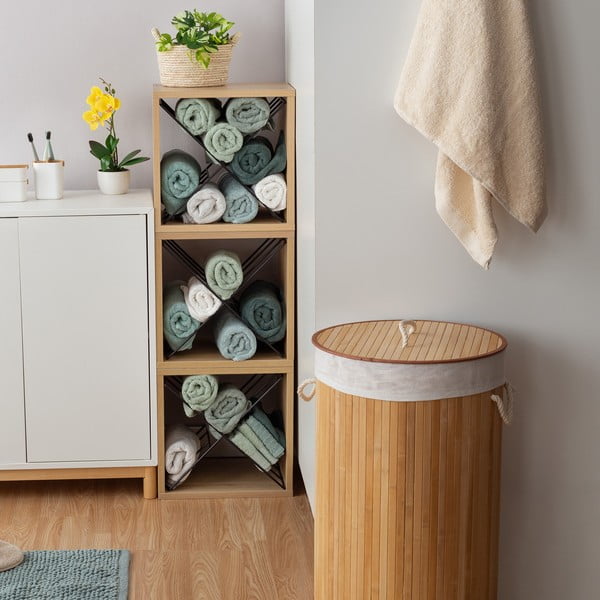 Round kerek bambusz szennyeskosár - Compactor-image-3