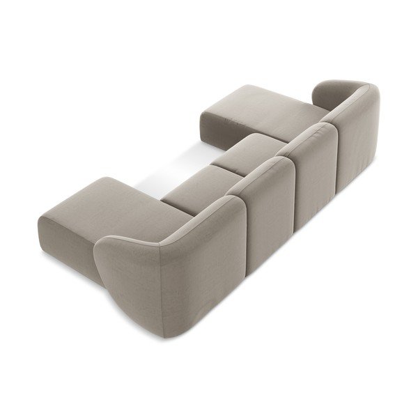 Világosbarna bársony (U alakú) sarokkanapé Lani – Makamii-image-3