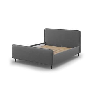 Sötétszürke kárpitozott franciaágy ágyráccsal 180x200 cm Kaia - Micadoni Home