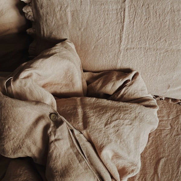 Terrakottabarna gumis len lepedő, 90 x 200 cm - Linen Tales-image-1