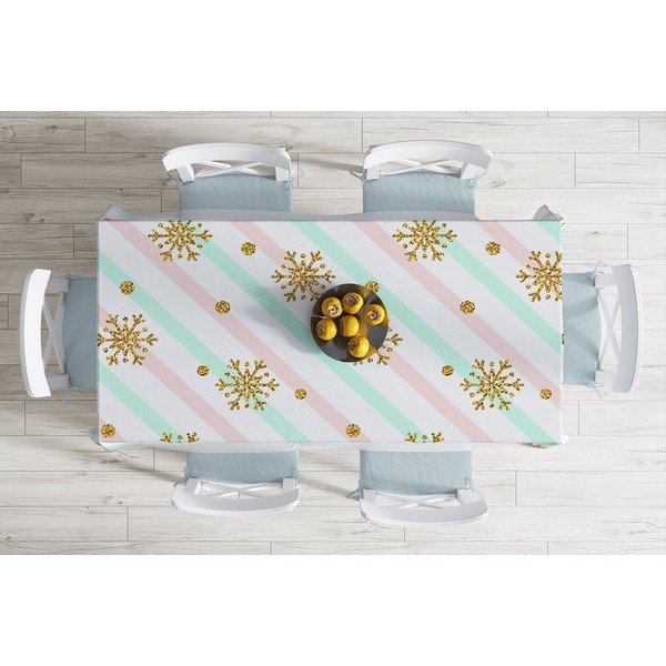 Gold Snowflakes karácsonyi pamutkeverék asztalterítő, 140 x 180 cm - Minimalist Cushion Covers-image-1