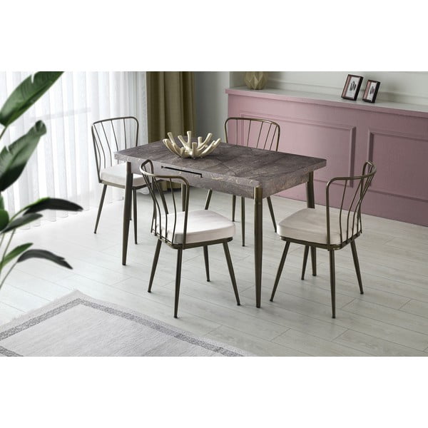 Szürke fém étkezőszék szett 2 db-os Yildiz – Kalune Design-image-1