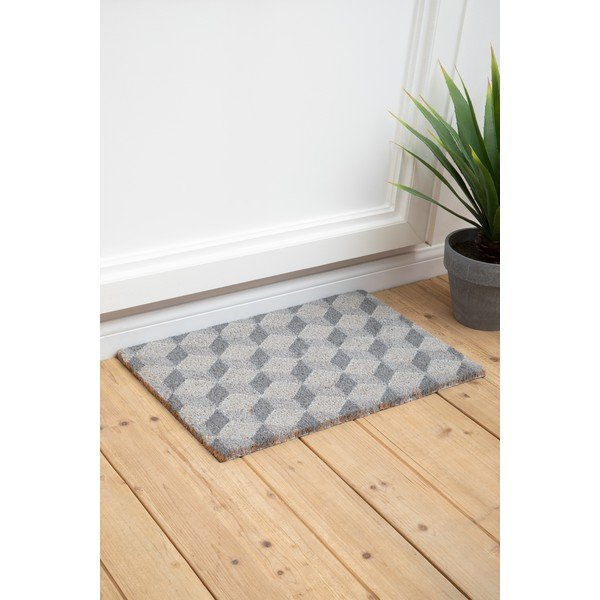 Kókuszrost lábtörlő 40x60 cm Grey Cube – Premier Housewares-image-1