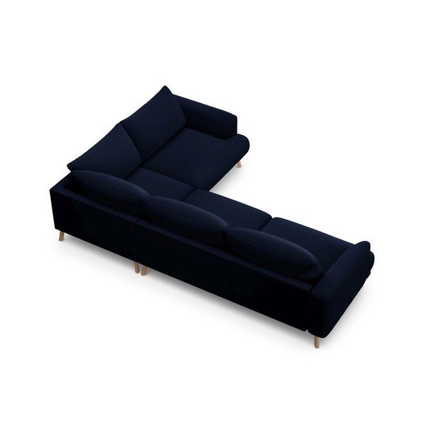 Sötétkék bársony sarokkanapé (jobb oldali-L alakú) Naomi – Micadoni -image-3