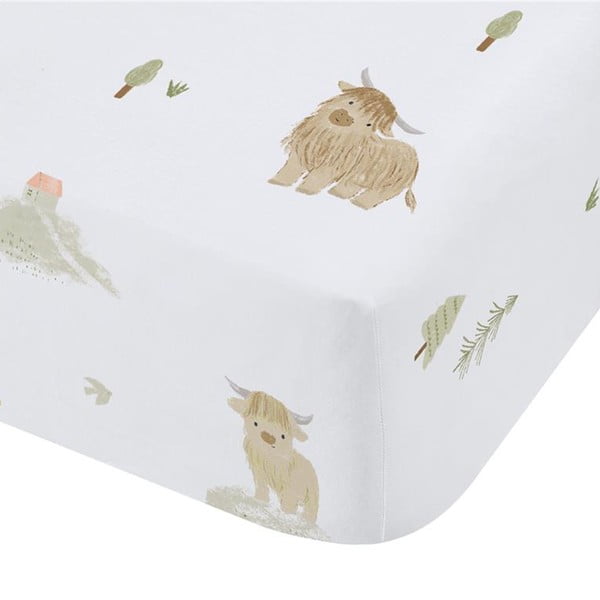 Fehér gumis pamut gyerek lepedő babaágyhoz 70x140 cm Mini Moo Cow – Bianca